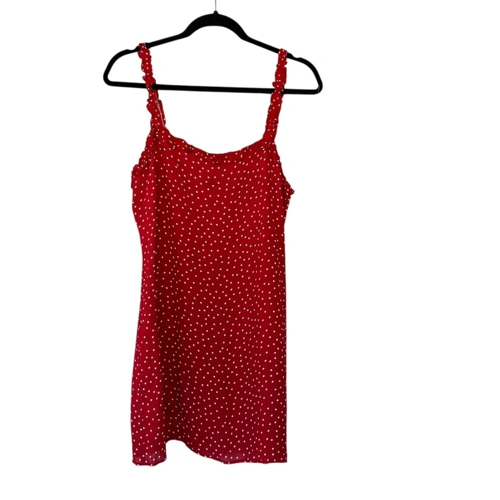 Reformation Eletta Ditty Mini Dress Red And White Polka Dot Size 6 - Picture 2 of 8
